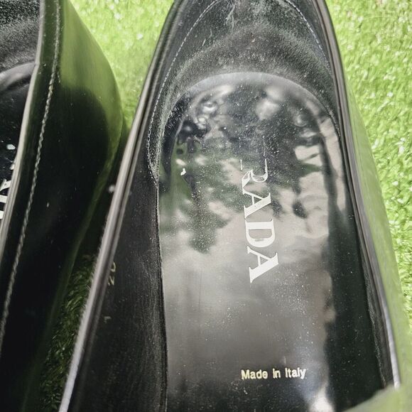 Prada Black Leather Slip On Loafers Dress Shoes Italy Mens SiE US 11.5 EU 10.5 - Picture 16 of 16